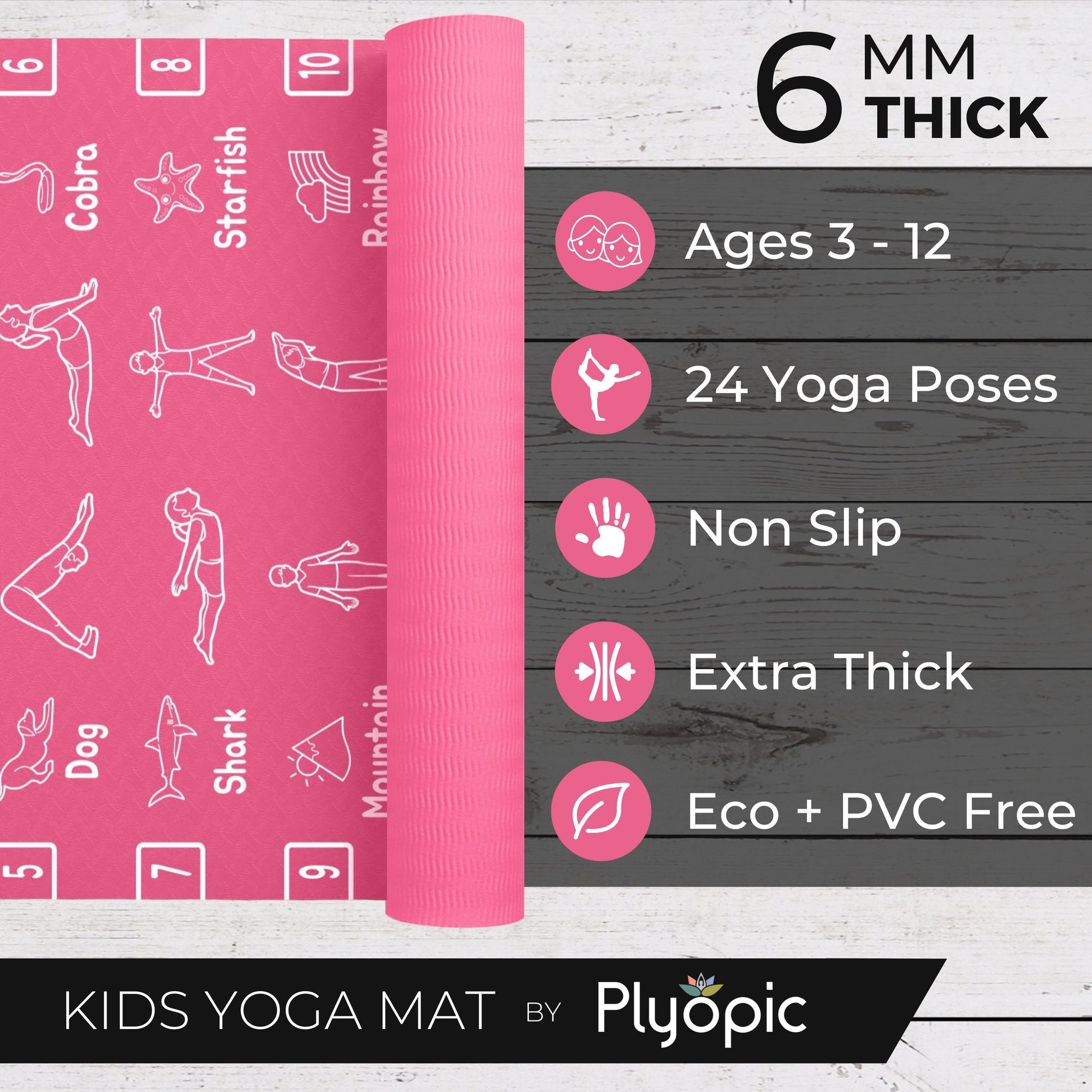 Kids Yoga Mat - Pink - Plyopic
