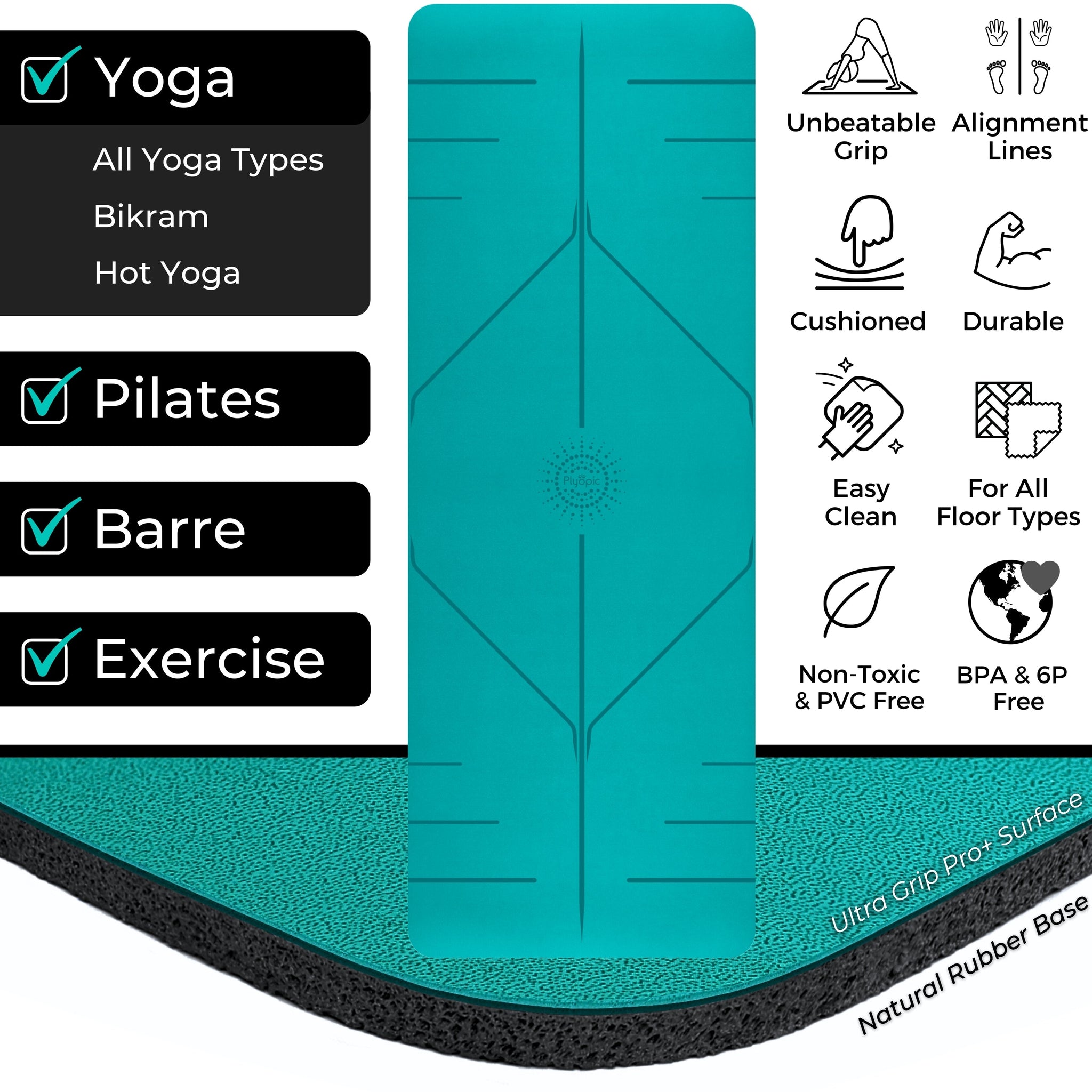 Ultra Grip Pro+ Yoga Mat - Mint - Plyopic