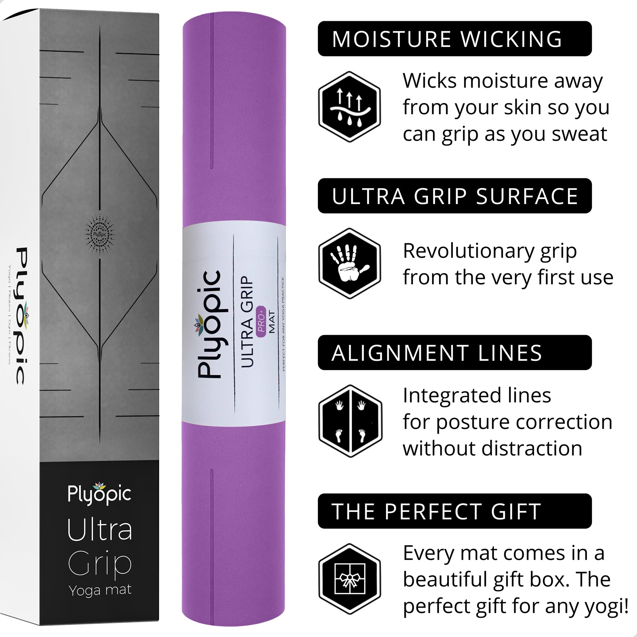 Ultra Grip Pro+ Yoga Mat - Purple - Plyopic