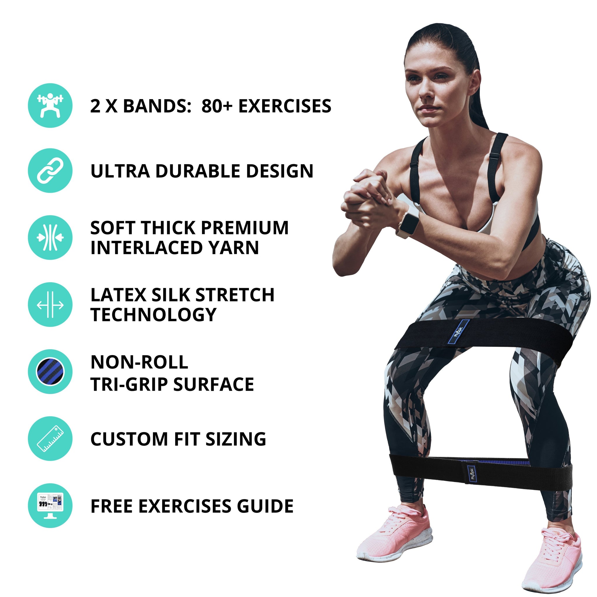 Women's Hip Resistance Band Set (For Upper & Lower Legs) - Plyopic