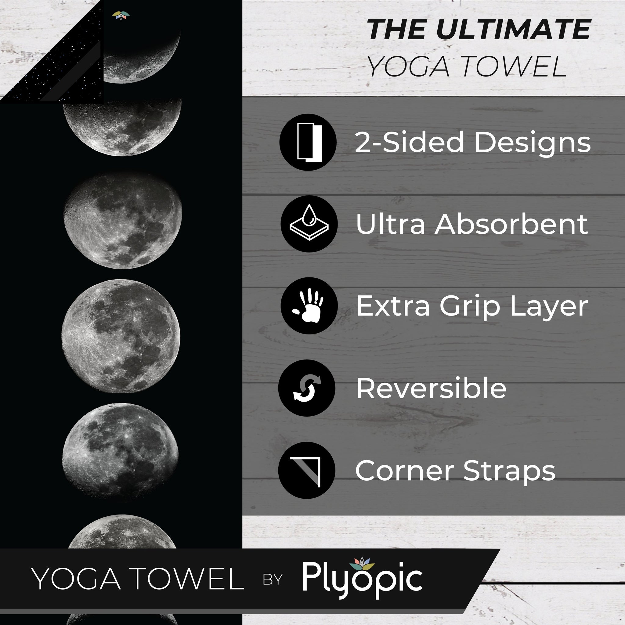 Yoga Mat Towel - Moon Phases - Plyopic