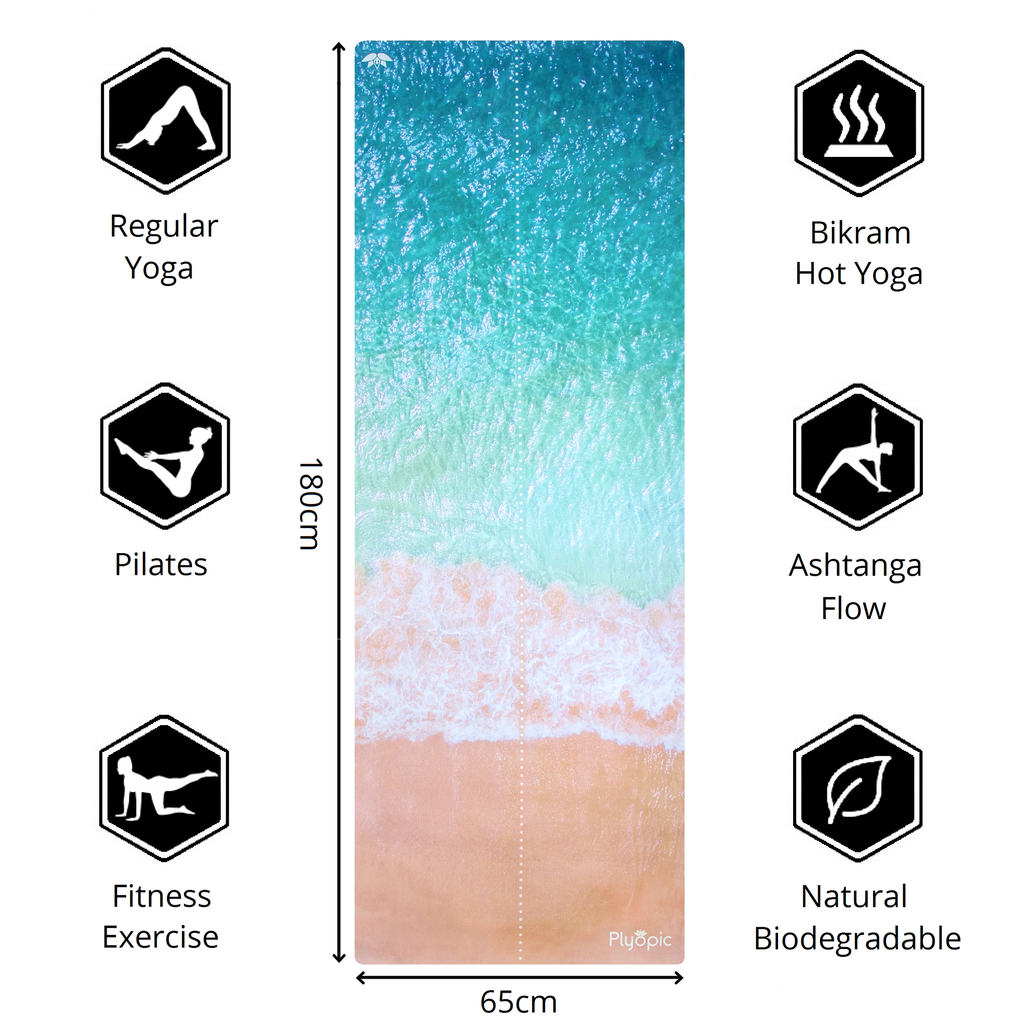 Plyopic-All In One Yoga Mat Beach Face-180cm x 65cm Yoga Mat