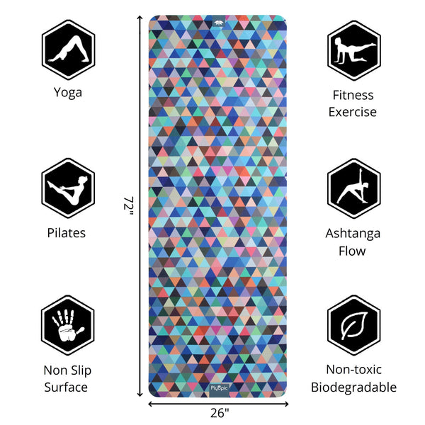 Yoga Mat Geometric Colorful Non Slip Fitness Exercise Mat Extra Thick Yoga  Mats for home workout, Pilates, Yoga and Floor Workouts 71 x 26 Inches
