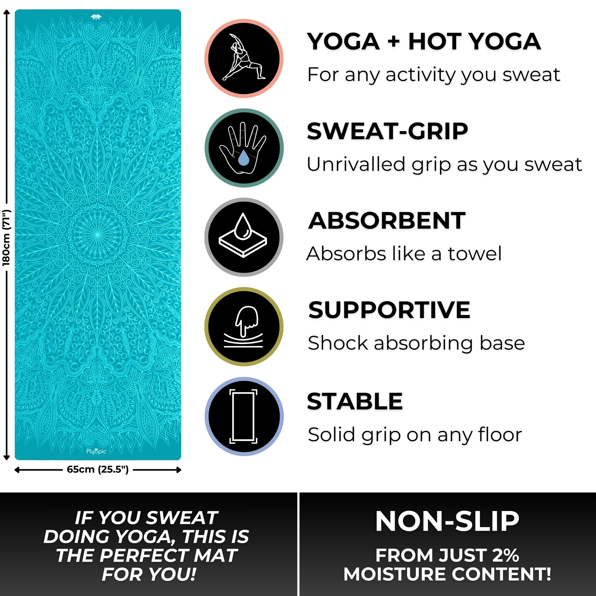 All In One Yoga Mat - Mint Mandala - Plyopic