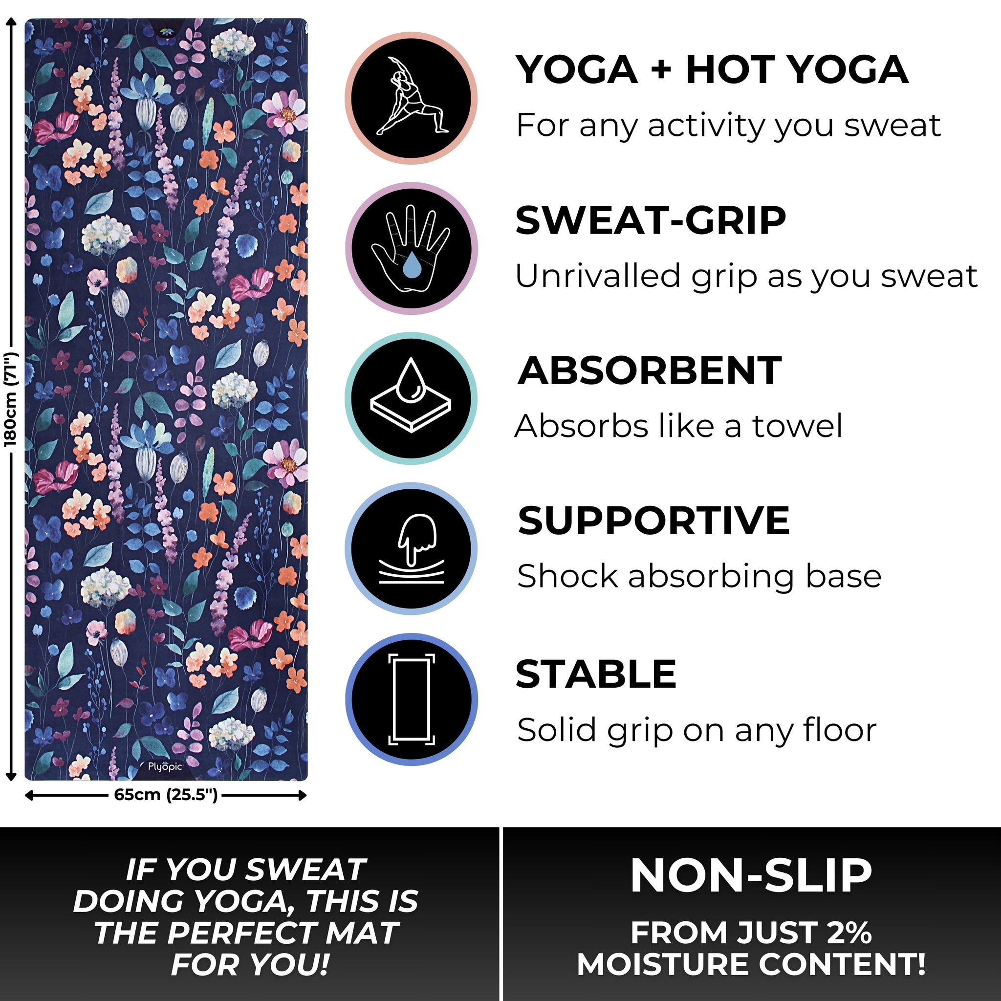 All In One Yoga Mat Wild Flowers - Plyopic