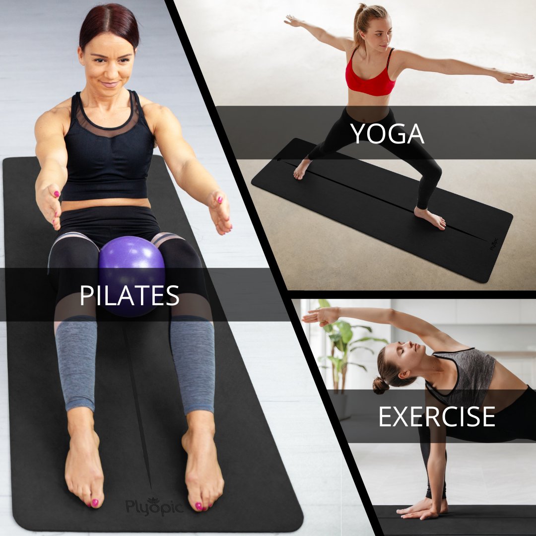 Yoga, Pilates & Exercise Mat - Black - Plyopic