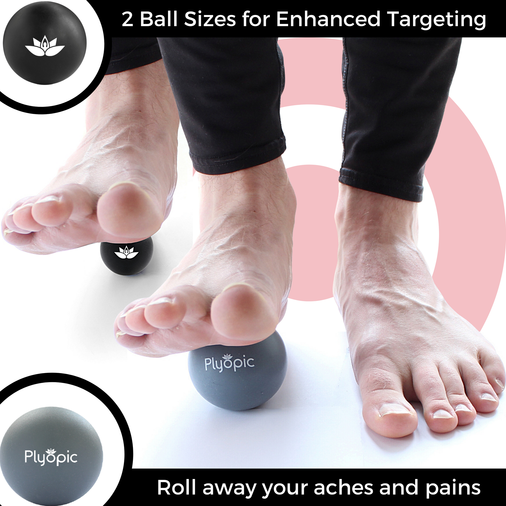Plyopic Foot Massage Ball Set - with Spiky Balls Smooth Balls and Mini Massage Roller
