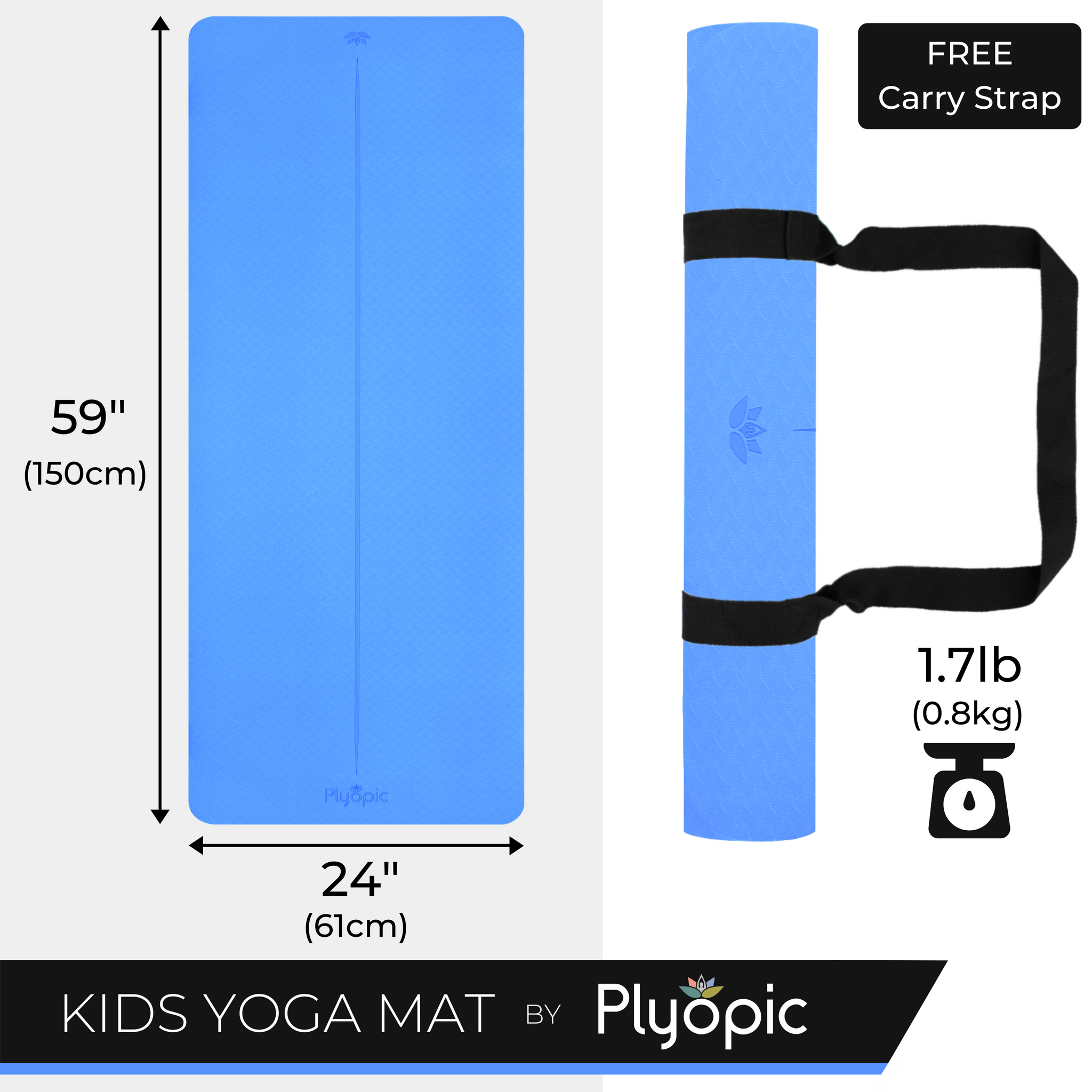 Plyopic Kids Yoga Mat - Blue - Eco PVC Free