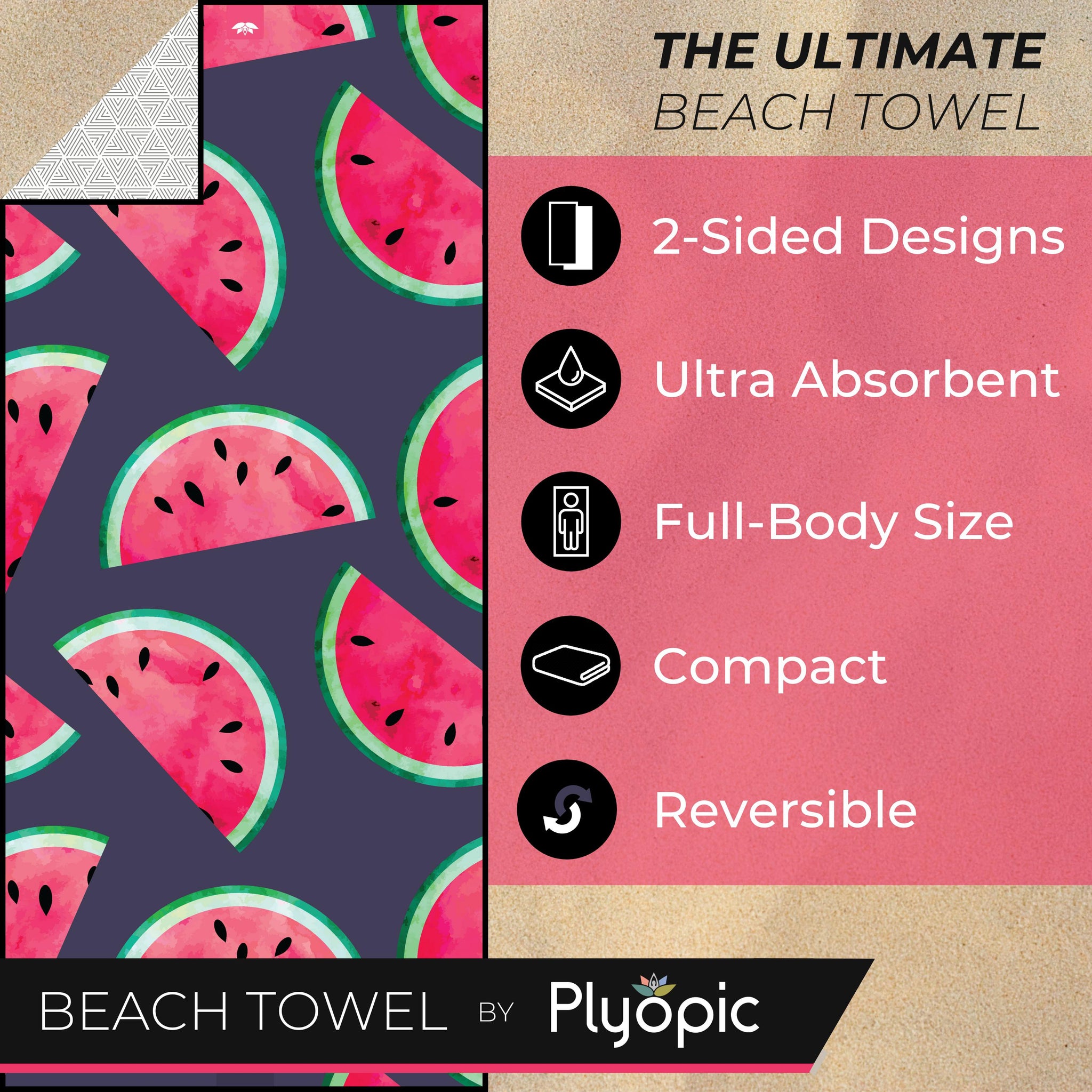 Plyopic Microfiber Beach Towel - Watermelon