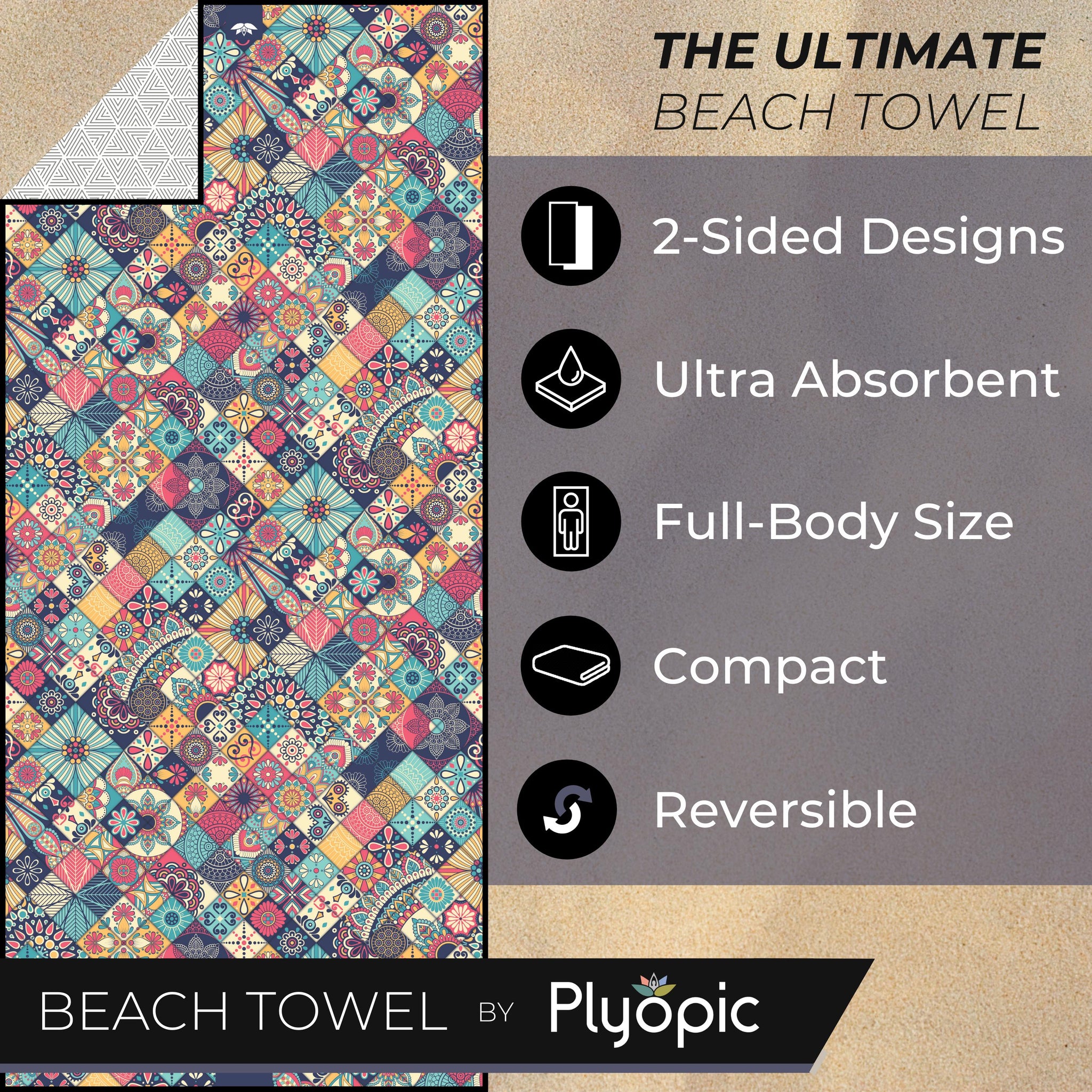 Plyopic Microfiber Beach Towel - Bohemian
