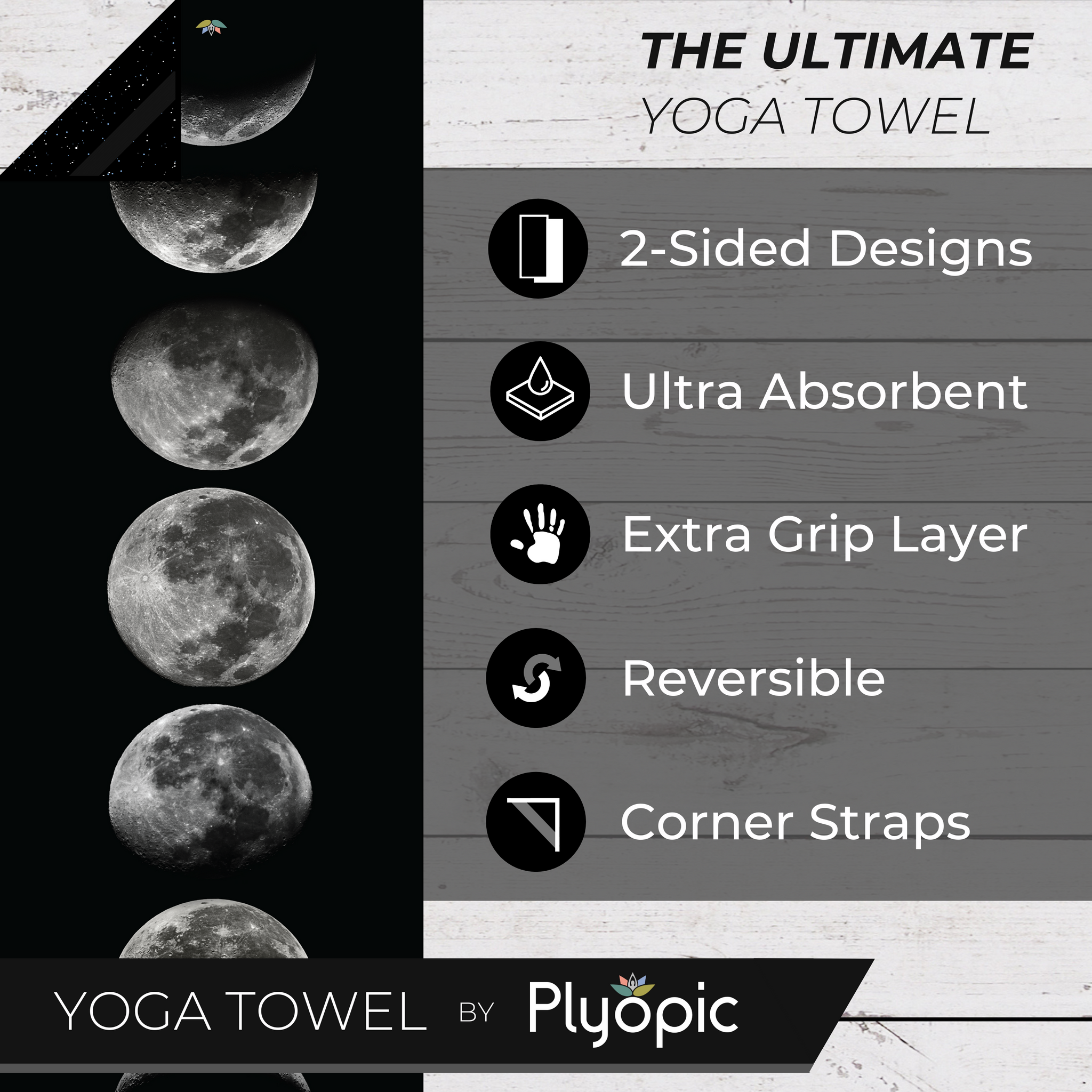 Plyopic Yoga Mat Towel - Moon Phases