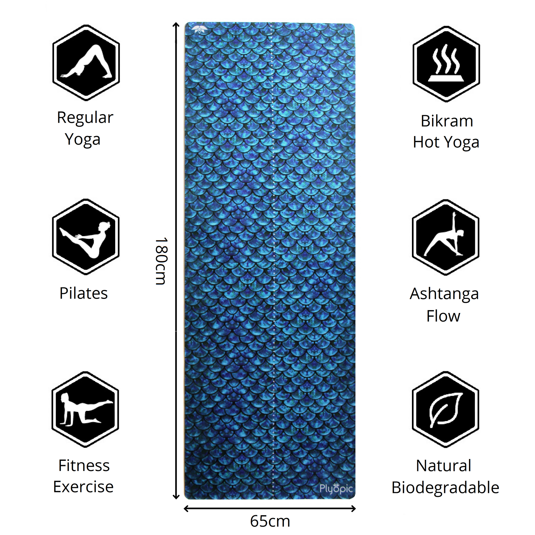 Plyopic-All In One Yoga Mat Mermaid-180cm x 65cm Yoga Mat