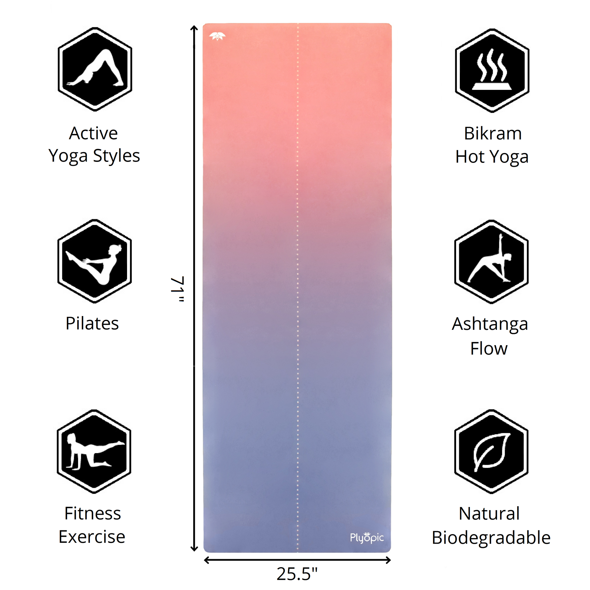 Plyopic-All In One Yoga Mat Ombre-71inch x 25.5inch Yoga Mat
