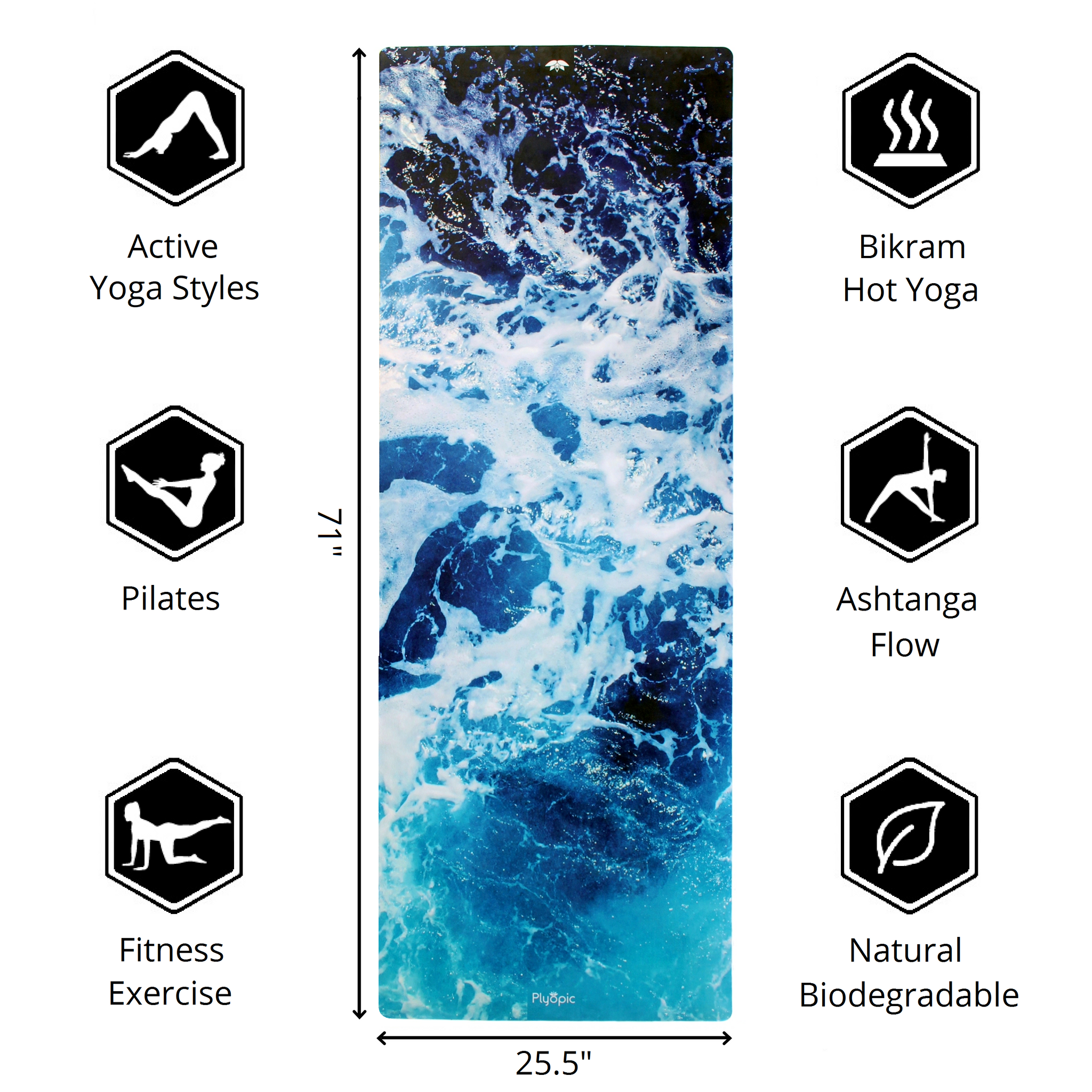 Plyopic-All In One Yoga Mat Pacific-71inch x 25.5inch Yoga Mat