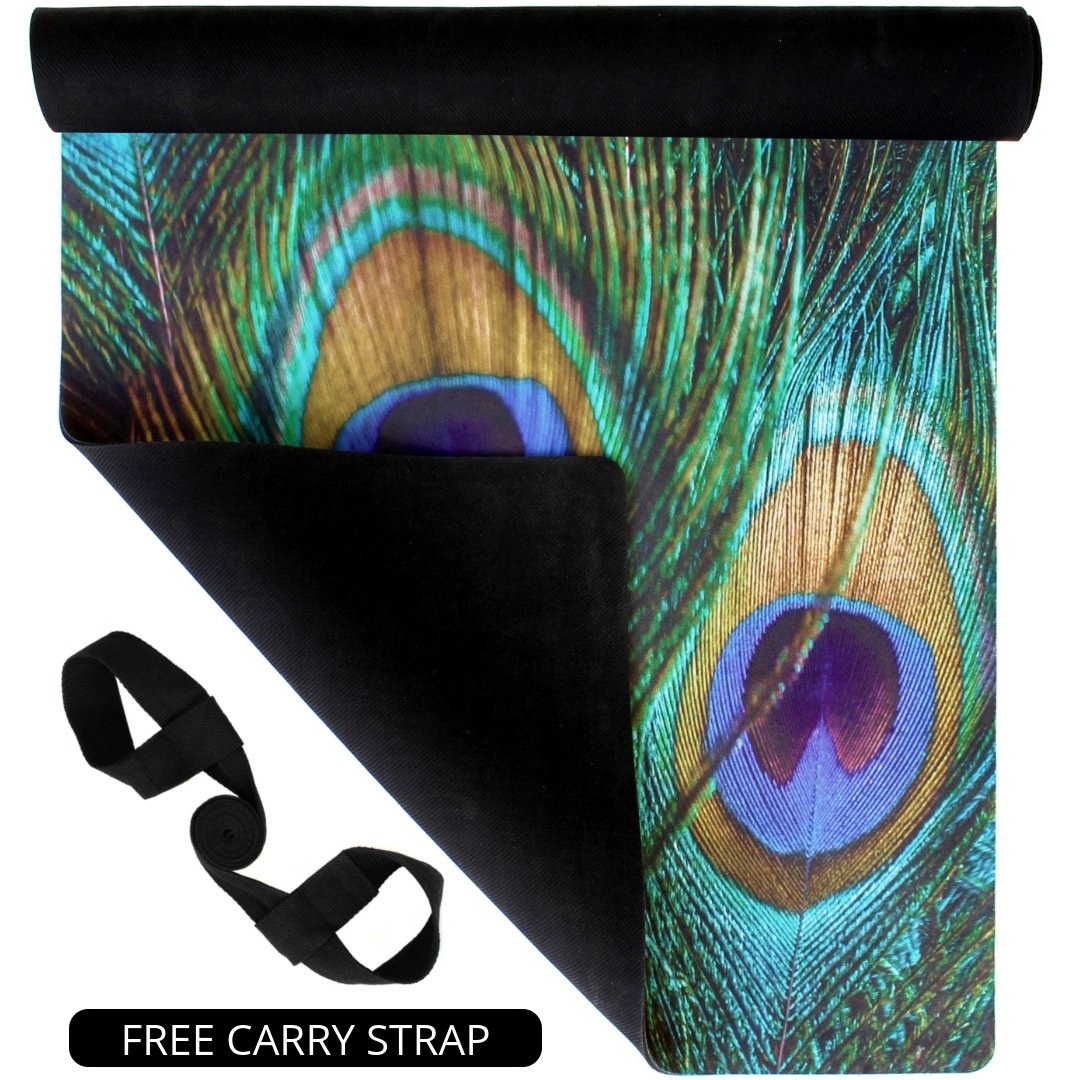 Plyopic-All In One Yoga Mat Peacock-Yoga Mat With Free Carry Strap