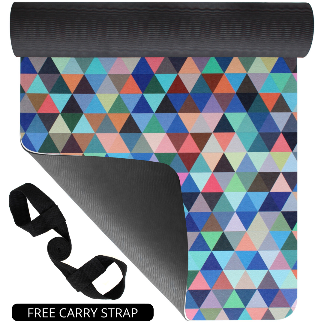 Plyopic-Printed Yoga, Pilates & Exercise Mat - Geometric-Yoga Mat With Carrying Strap