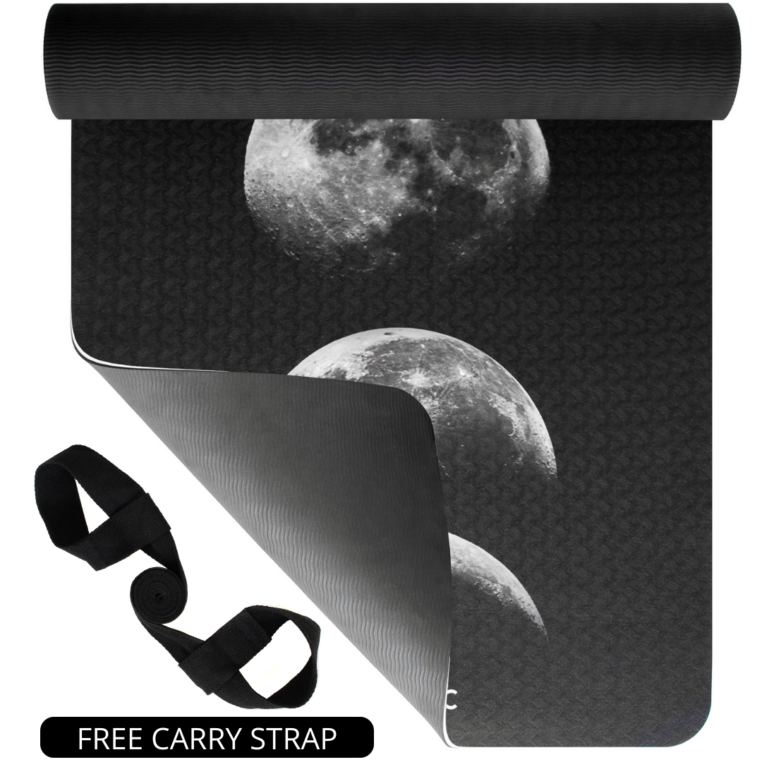 Plyopic-Printed Yoga, Pilates & Exercise Mat - Moon Phases-Yoga Mat With Carrying Strap