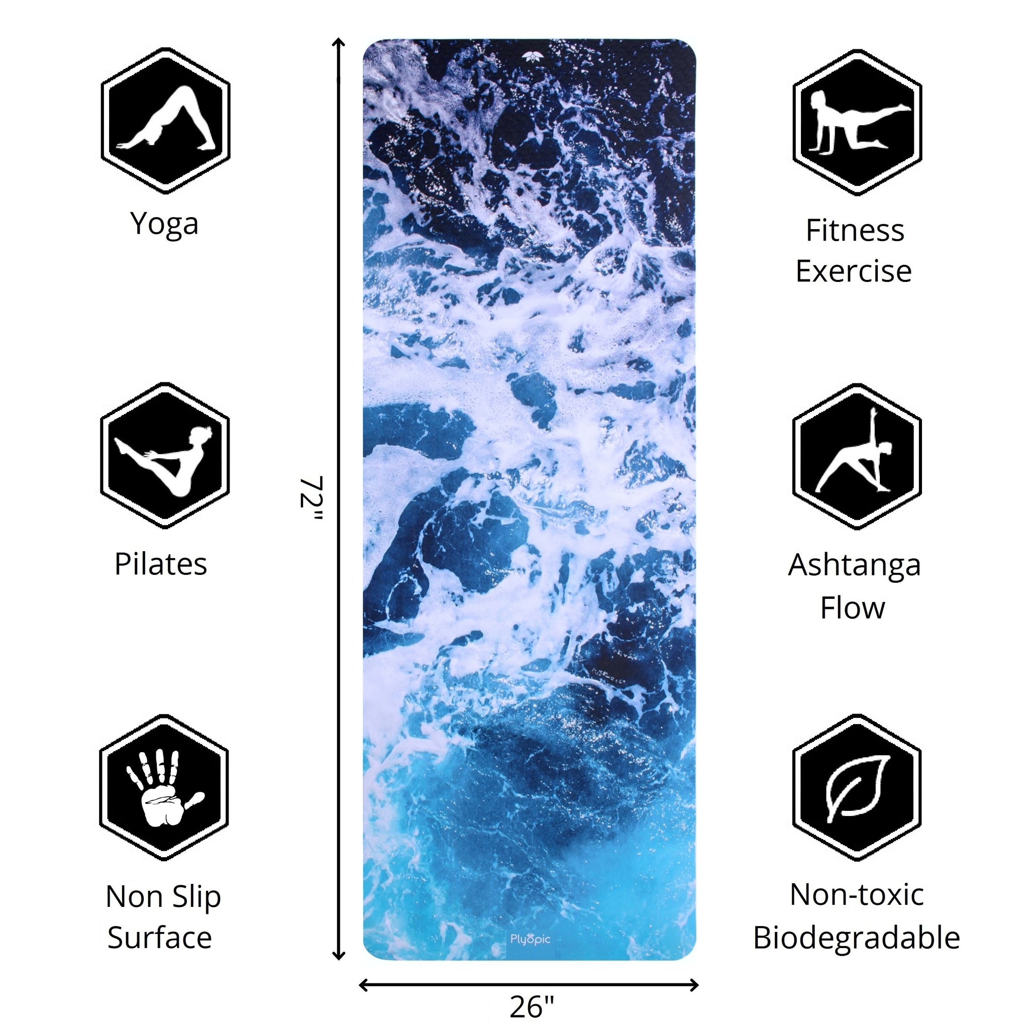 Plyopic-Printed Yoga, Pilates & Exercise Mat - Pacific 72inch x 26inch Yoga Mat