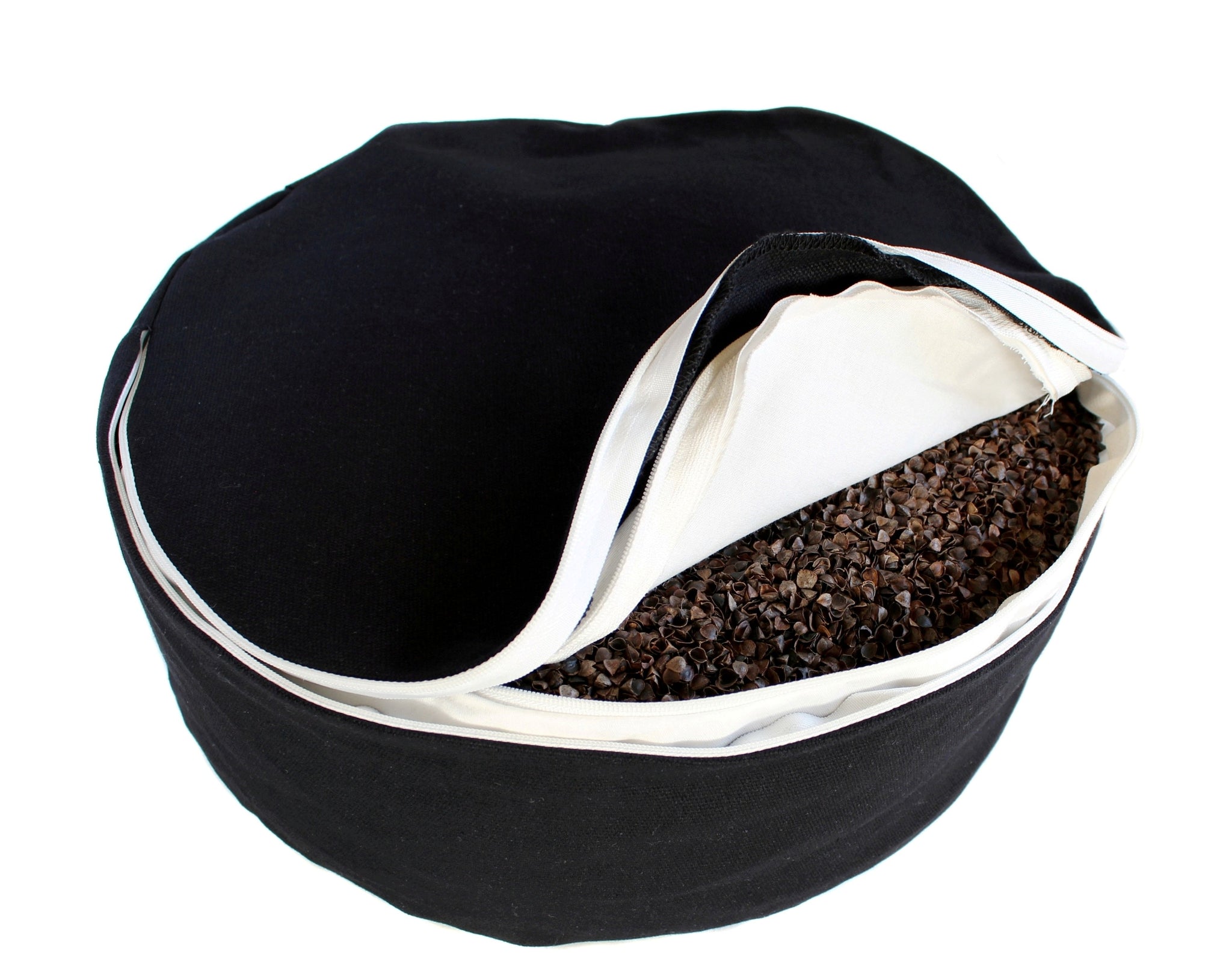 Plyopic-Zafu Meditation Cushion (Black)-Meditation Cushion With Buckwheat Filling